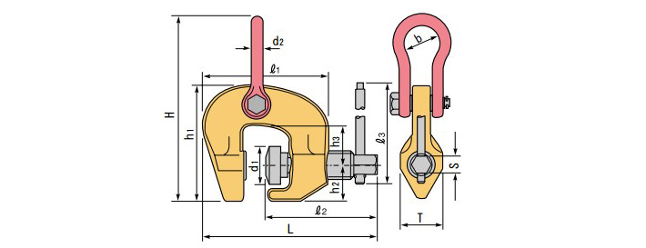 SCC型螺旋锁紧吊夹具结构尺寸图