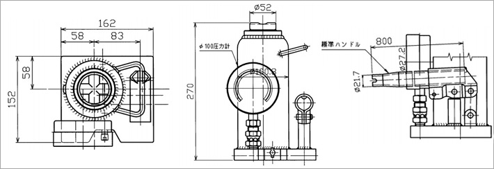 MH-20P带表式液压千斤顶尺寸图片