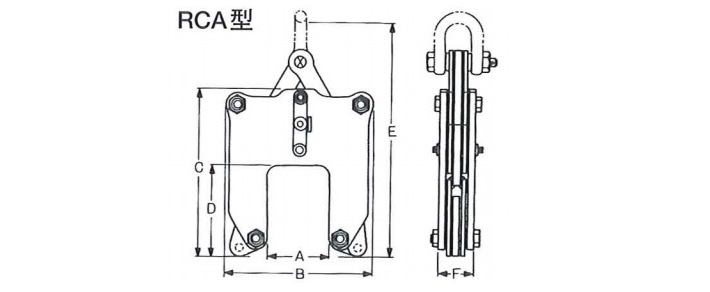RCA型钢轨夹钳结构尺寸图