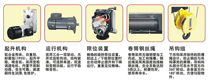 低建筑钢丝绳电动葫芦组成部件图片