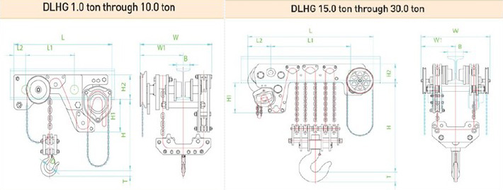 DLHG型低净空手拉葫芦结构尺寸图片
