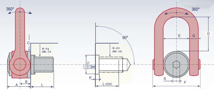 卢森堡DSS+C型旋转吊环螺丝结构尺寸图片