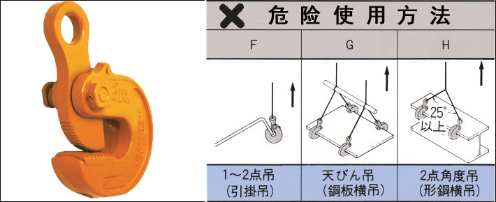 三木EASY型横吊钢板钳错误使用方法.