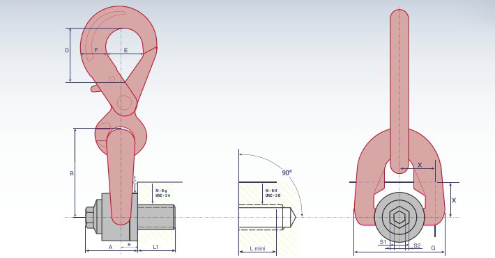 DSH型卢森堡旋转吊环结构尺寸图片