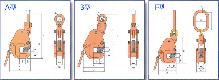 鹰牌GT型横吊钢板钳结构尺寸图片