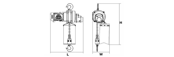 DU-901迷你环链电动葫芦结构尺寸图片