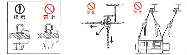 鹰牌SBN型螺旋式钢板钳错误使用示意图