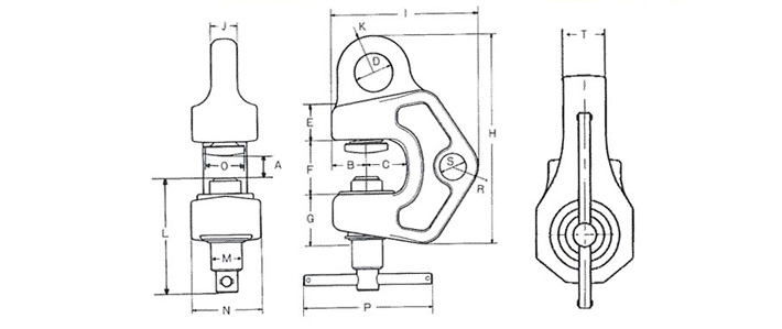SBb型鹰牌螺旋式锁紧吊夹具结构尺寸图片