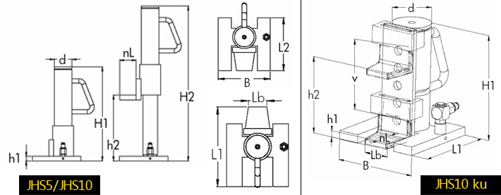 JHS分离爪式千斤顶结构尺寸图片