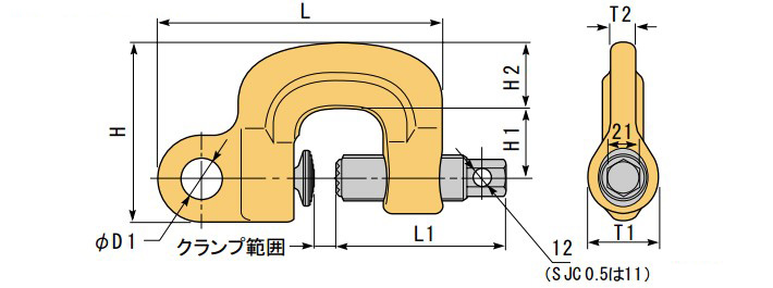 世霸SJC螺旋式锁紧吊夹具结构尺寸图片