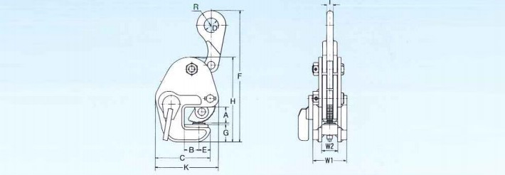 鹰牌GL型横向起吊用夹钳结构尺寸图片