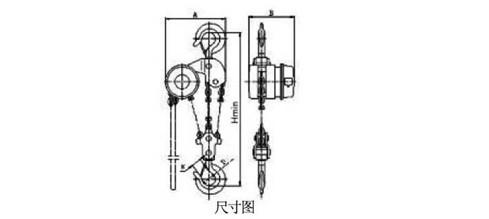 慢速电动环链提升机结构尺寸图片