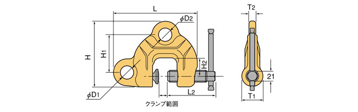 世霸SDC-N螺旋式钢板起重钳结构尺寸图片