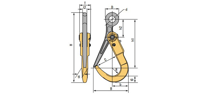 世霸SLH-N型螺旋锁紧吊夹具结构尺寸图片