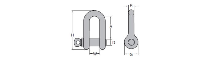 碳钢带螺栓D型卸扣8-834结构尺寸图片