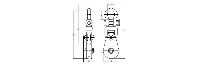 YOKE 8-501卸扣型滑车结构尺寸图片