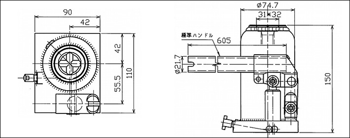 【HPD-4I MASADA二段式液压千斤顶尺寸图片】