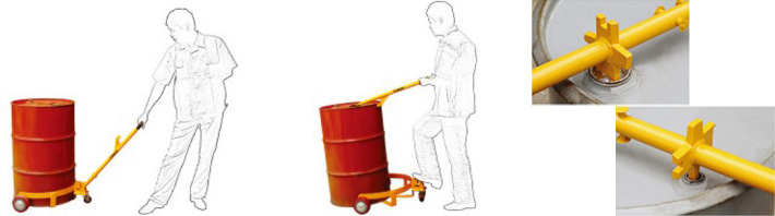 低位油桶搬运车使用示意图片