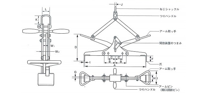UGM型鹰牌混凝土吊具结构尺寸图片