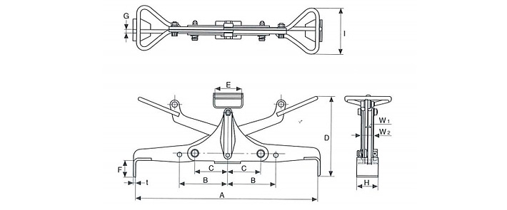 鹰牌UGHA型U字沟用夹具结构尺寸图片