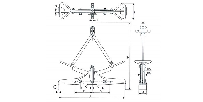 鹰牌UGMA型U字沟槽用夹具结构尺寸图片