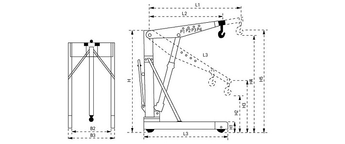 托盘式液压小吊车结构尺寸图片