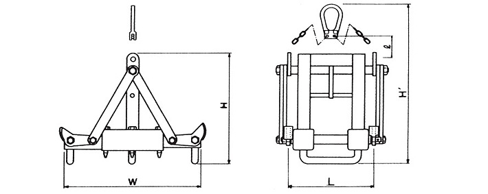 三木CU-SJ型U字沟用夹钳结构尺寸图片