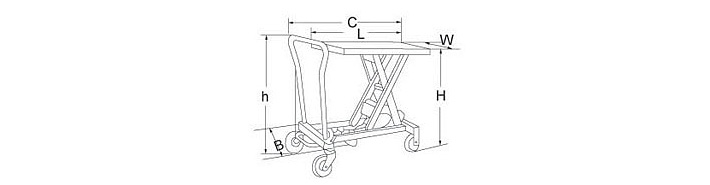 重型脚踏式升降平台车结构尺寸图片