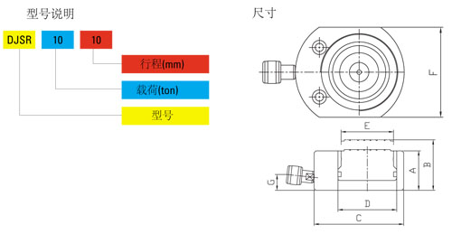 DJSR超薄型液压千斤顶尺寸图