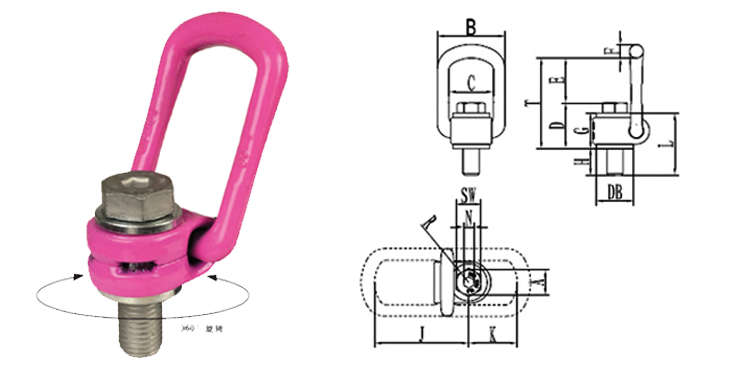 路德VLBG螺栓型旋转吊环技术参数