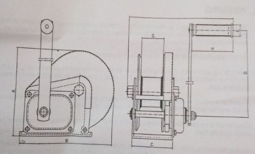 不锈钢手摇绞盘尺寸图