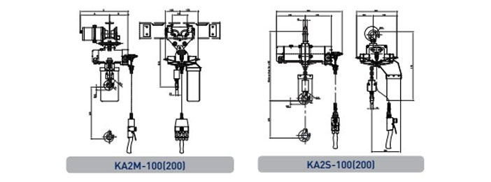 KA2型气动葫芦结构尺寸图片