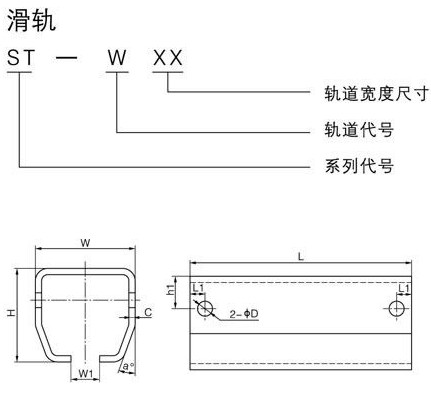 ST型弹簧平衡器滑轨尺寸图