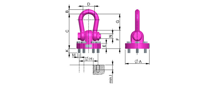 WBPG型路德螺栓型旋转吊环尺寸图