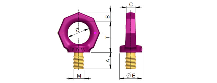 IRS-LT螺栓型吊环尺寸图