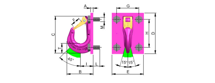 VCGH-G型螺栓型吊架钩尺寸图