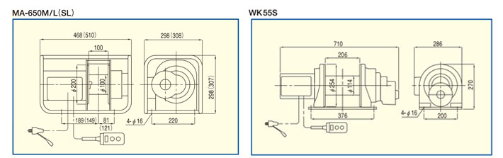 TKK固定式卷扬机尺寸图