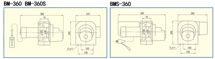 TKK BM系列小型卷扬机尺寸图