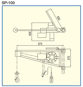 SP-100型带强力臂小金刚提升机尺寸图