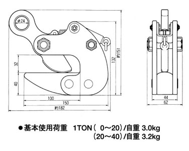 EP型三木钢管吊钳参数图