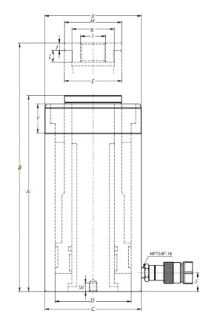 单作用张拉分离式千斤顶尺寸图