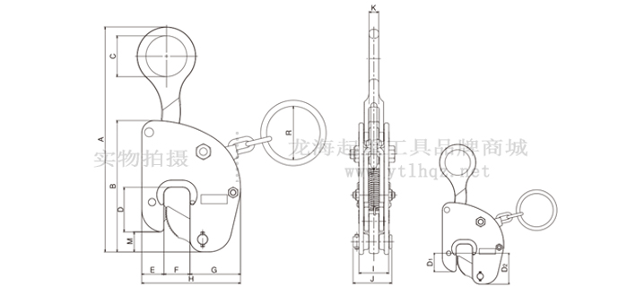  V-25ELC三木竖吊钢板钳尺寸图