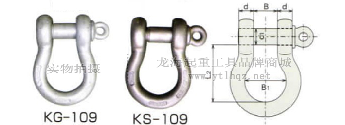 美式强力卸扣尺寸展示