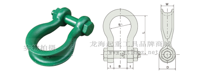 WRB轻型宽体卸扣尺寸图