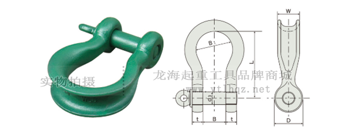 WRBE轻型宽体卸扣尺寸图