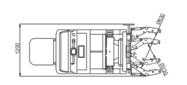 LYL800全电动油桶翻转车（配重式）尺寸图