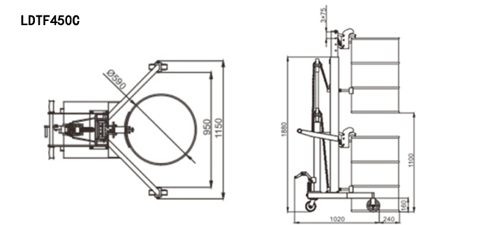 LDTF450C液压称重油桶搬运车尺寸图