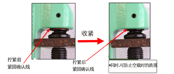 SBMR型鹰牌螺旋式钢板钳拧紧确认线