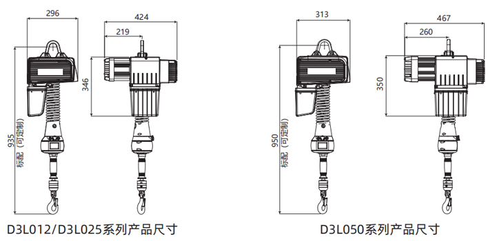 D3环链智能提升机尺寸图